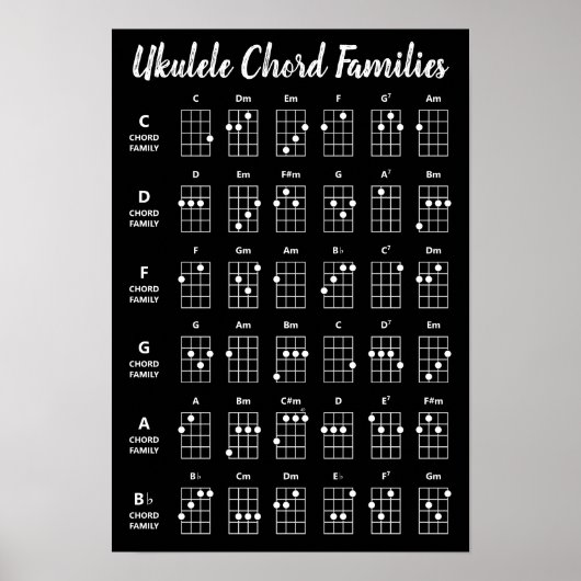Poster de référence des familles Ukulele Chord | N (Devant)