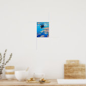 Poster de réflexion de bateau impressionniste bleu (Cuisine)