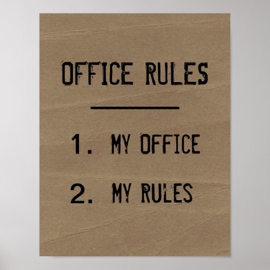 Poster de règles de bureau amusant (Devant)