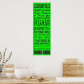 Poster de règles de classe (Lime Green), 12" x 36" (Cuisine)
