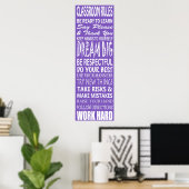 Poster de règles de classe (violet), 12 po x 36 po (Bureau à domicile)