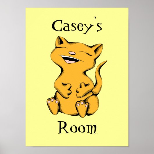 Poster de rire de chat Wally Chat couleur et texte (Devant)