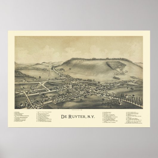 Poster De Ruyter, NY Carte panoramique - 1892 (Devant)