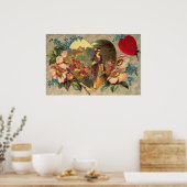 Poster de Saint Valentin dans un jardin de fleurs (Cuisine)