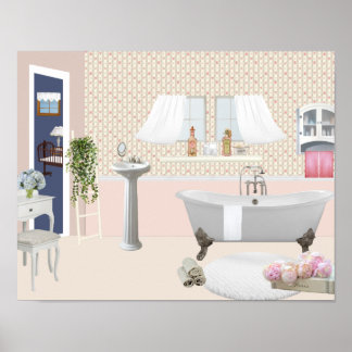 Poster de salle de bain décorative avec pied de pi