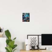 Poster de scène de rue Neon Cyberpunk (Bureau à domicile)