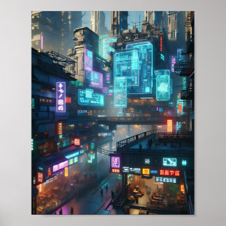 Poster de scène de rue Neon Cyberpunk