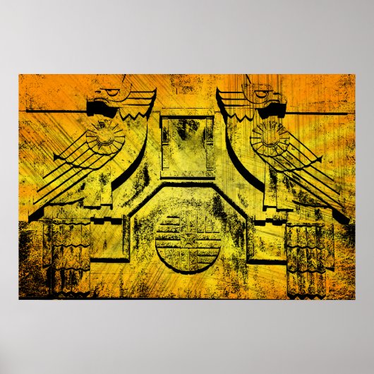 Poster de sculpture Art Déco Aigle Grunge Stone (Devant)