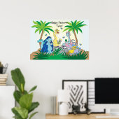 Poster de Seder Dinosaur Pâque 20 x 24 Matt Finish (Bureau à domicile)
