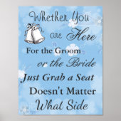 Poster de siège pour Mariage, Floral Blue Theme (Devant)