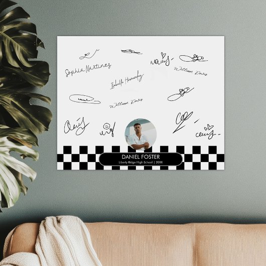 Poster de signature de diplôme de la photo en noir