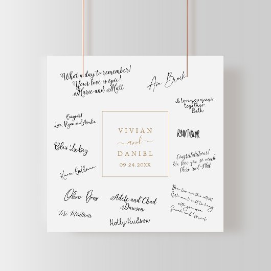 Poster de signature minimaliste de Mariage d'or