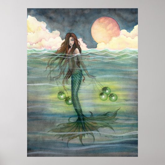 Poster de sirène "Mer illuminée" par Molly Harriso (Devant)