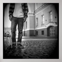 Poster de skateboard noir et blanc de la Old Schoo