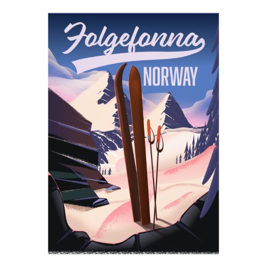 Poster de ski de Folgefonna norway. (Devant)