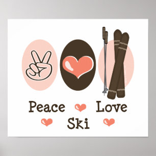 Poster de ski Peace Love