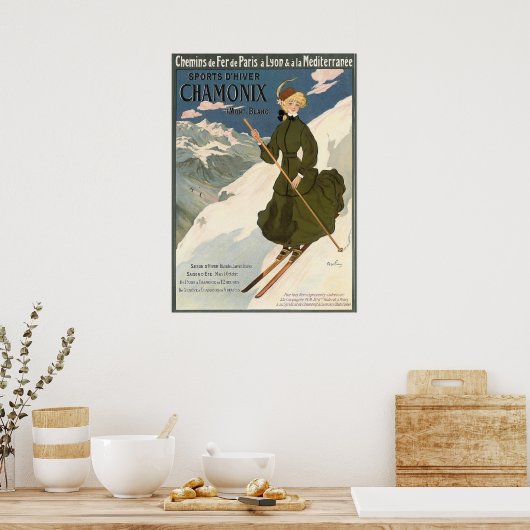 Poster de ski Vintage de Chamonix (Cuisine)