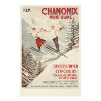 Poster de ski Vintage de Chamonix Mont Blanc