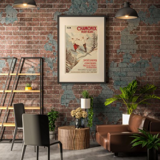 Poster de ski Vintage de Chamonix Mont Blanc