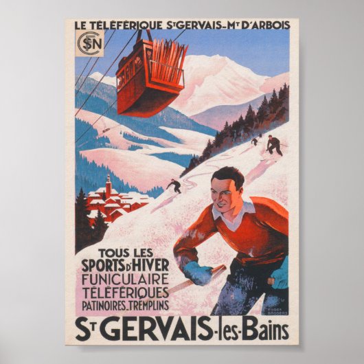 Poster de ski Vintage France (Devant)