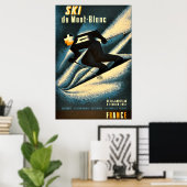 Poster de ski Vintage Mont Blanc 1951 (Bureau à domicile)