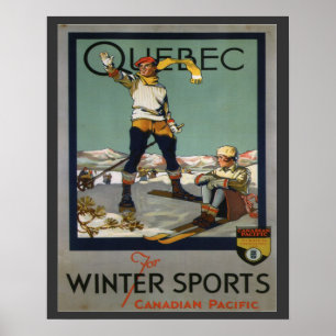 Poster de ski vintage, Québec pour les sports d'hi