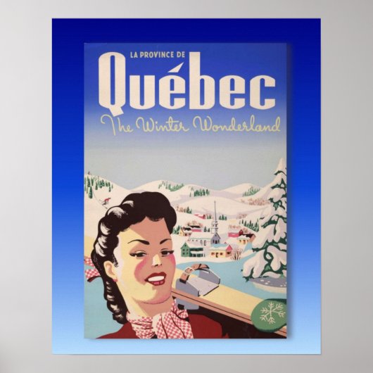 poster de ski vintage, Québec, région des merveill (Devant)