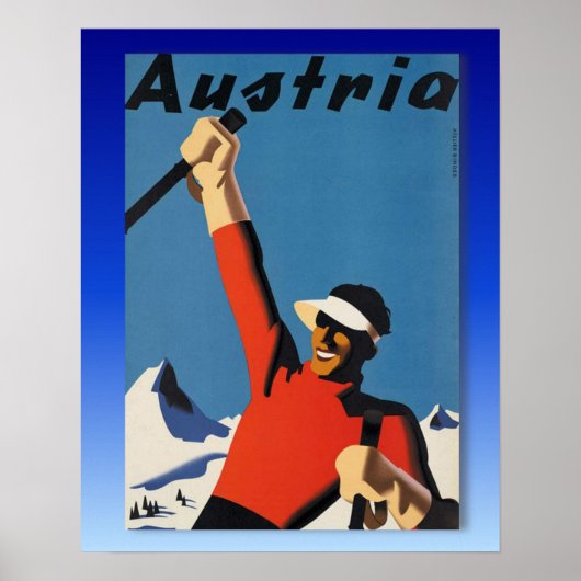 Poster de ski vintage, Ski Autriche (Devant)
