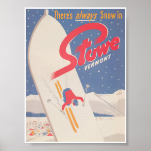 Poster de ski Vintage Stowe Vermont