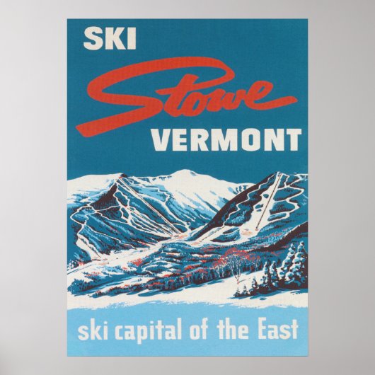 Poster de ski Vintage Stowe Vermont (Devant)