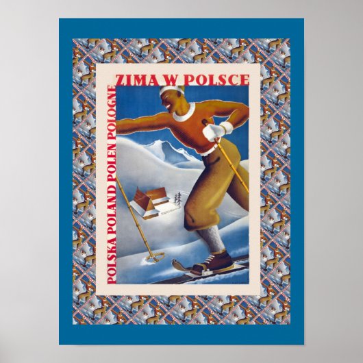 Poster de ski vintage, Zima W Polsce, Pologne (Devant)