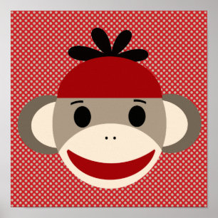 Poster de Sock Monkey et Polka Dot Art