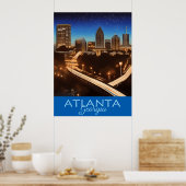 Poster de soirée bleu et or Atlanta Georgia (Cuisine)
