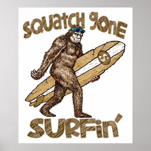 Poster de squatch sur le surf (Devant)