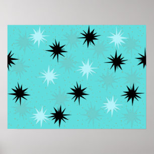 Poster de Starbursts Turquoise atomique