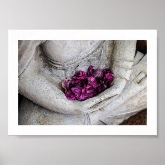 POSTER DE STATUE BUDDHA ET FLEURS (Devant)