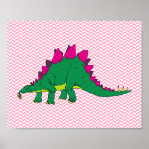Poster de Stegosaurus en os roses et blancs