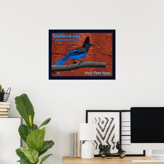 Poster de Steller's Jay On Inner Birch Bark (Bureau à domicile)