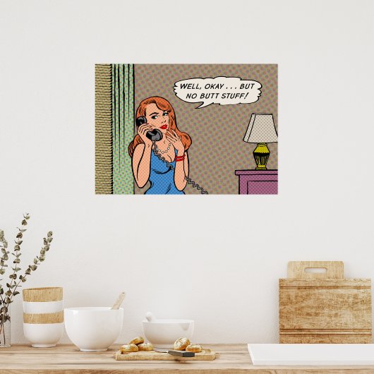Poster de style rétro "No Butt Stuff" (Cuisine)