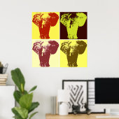 Poster de style rétro Quatre Eléphants de style po (Bureau à domicile)