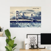 Poster de style Ukiyoe du pont Mackinac (Bureau à domicile)