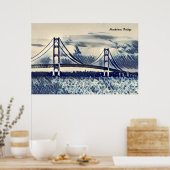 Poster de style Ukiyoe du pont Mackinac (Cuisine)