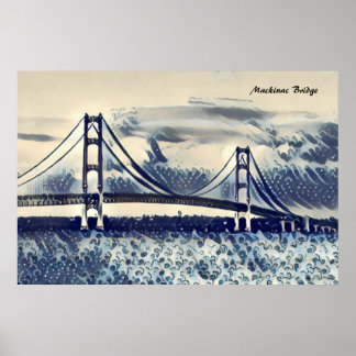 Poster de style Ukiyoe du pont Mackinac