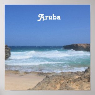Poster De superbes vagues s'écrasent à Aruba