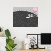 poster de surf de coucher de soleil japonais (Bureau à domicile)
