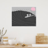 poster de surf de coucher de soleil japonais (Cuisine)