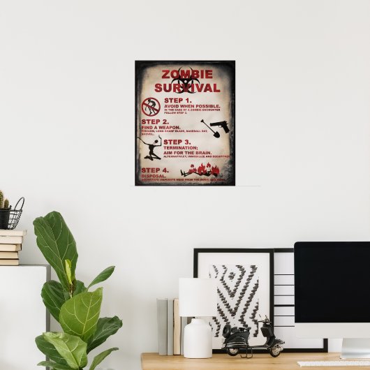 POSTER DE SURVIE ZOMBIE (Bureau à domicile)