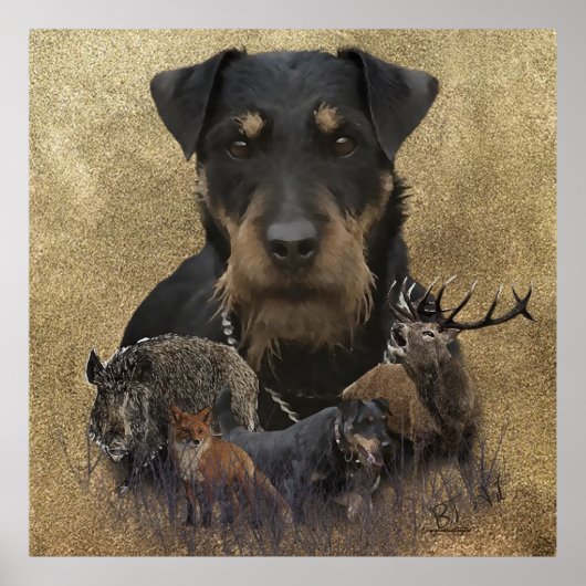 Poster de tapisserie Jagdterrier allemand imprimé (Devant)