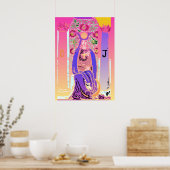 Poster de Tarot rose violet de haute prêtresse (Cuisine)