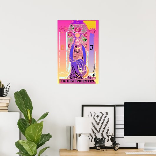 Poster de Tarot rose violet de haute prêtresse (Bureau à domicile)